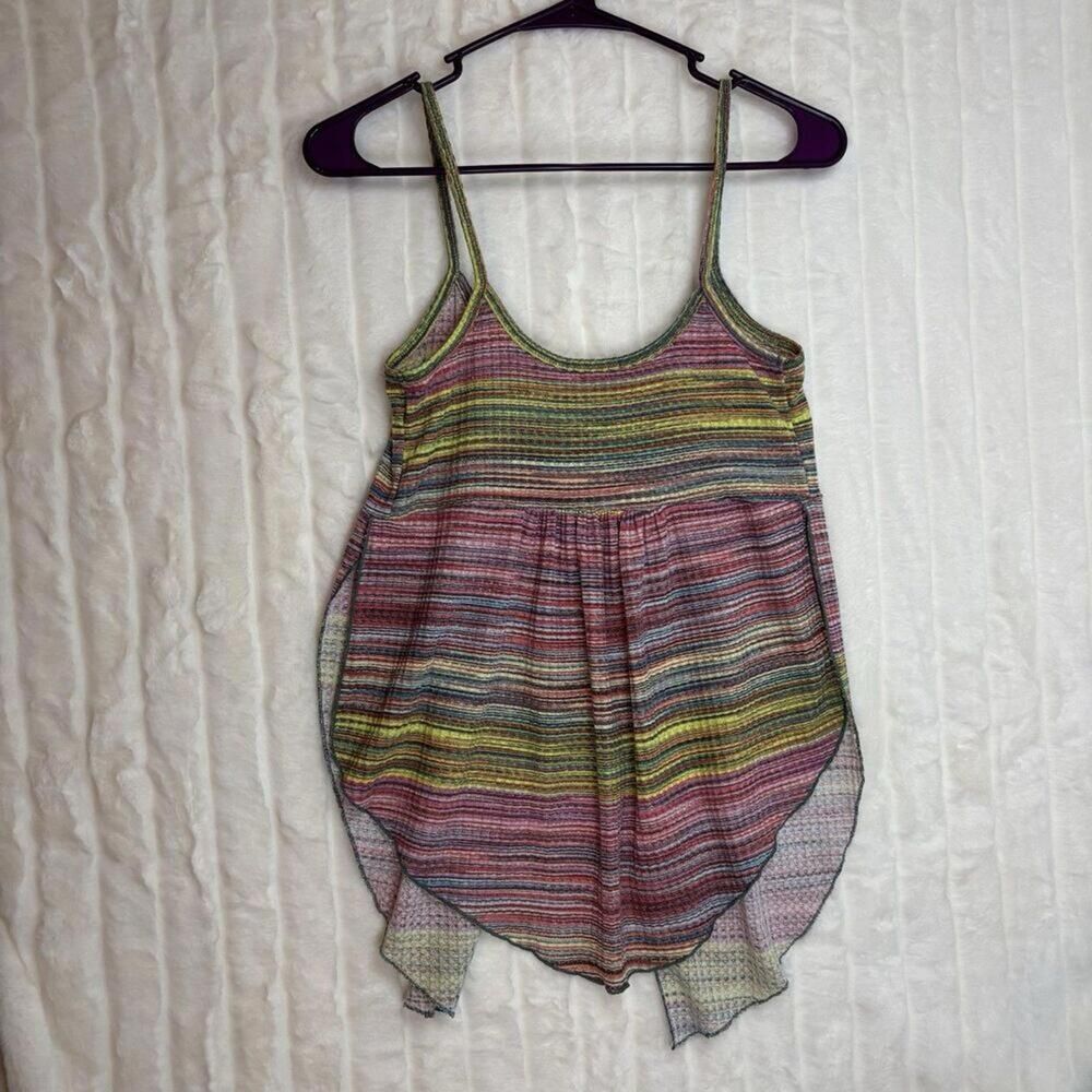 Earthbound Trading Co Colorful Split Front Camisole Slit Sides Y2K 90s Medium - Picture 7 of 11